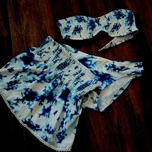 Blue and white 3 piece swim suit. Size medium